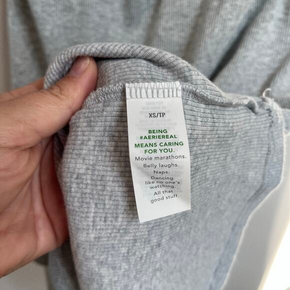 Aerie Gray Ribbed Cutout Bodycon Mini Dress Casual Size XS - Picture 7 of 7